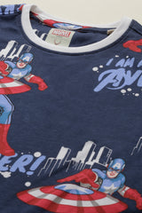 Boys Navy Casual Printed Regular Fit Tshirt