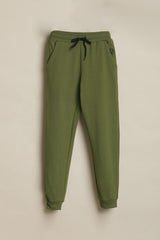 Boys Green Casual Solid Tapered Fit Joggers