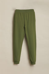 Boys Green Casual Solid Tapered Fit Joggers