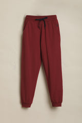 Boys Maroon Casual Solid Tapered Fit Joggers