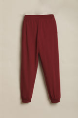 Boys Maroon Casual Solid Tapered Fit Joggers
