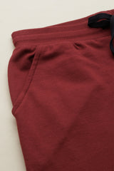 Boys Maroon Casual Solid Tapered Fit Joggers