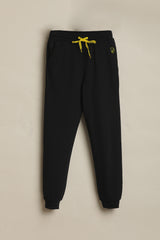 Boys Black Casual Solid Tapered Fit Joggers
