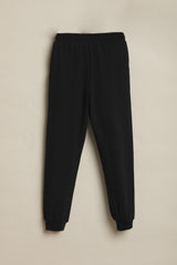 Boys Black Casual Solid Tapered Fit Joggers