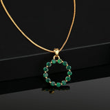 Women's Gold Plated Trendy Green Candy Pendant with Chain