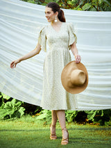 Women's Yellow Casual Regular Fit Printed Half Sleeves Dress