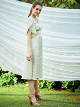 Women's Yellow Casual Regular Fit Printed Half Sleeves Dress