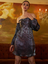 Women's Purple Party Regular Fit Embellished Full Sleeves Dress