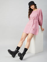 Women's Purple Casual Regular Fit Solid Full Sleeves Dress