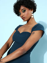 Women's Green Party Bodycon Solid Half Sleeves Dress