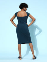 Women's Green Party Bodycon Solid Half Sleeves Dress