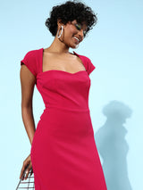 Women's Pink Party Bodycon Solid Half Sleeves Dress