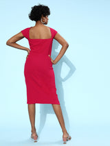 Women's Pink Party Bodycon Solid Half Sleeves Dress