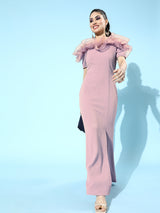 Women's Purple Party Bodycon Solid Half Sleeves Dress