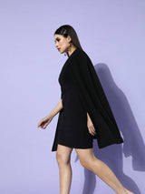 Women's Black Party Regular Fit Solid Sleeveless Dress