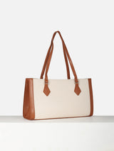 Women's Beige Textured Satchel