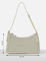 Women's Beige Striped Sling Bag