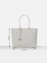 Women's Grey Striped Satchel
