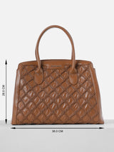 Women's Brown Quilted Satchel