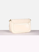 Women's White Textured Sling Bag