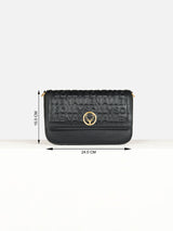 Women's Black Textured Sling Bag