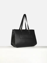 Women's Black Textured Tote Bag