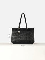 Women's Black Textured Tote Bag