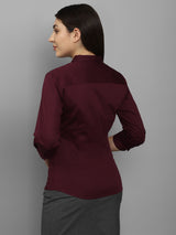 Women's Maroon Work Three Quarter Sleeves Shirt