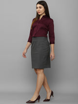 Women's Maroon Work Three Quarter Sleeves Shirt