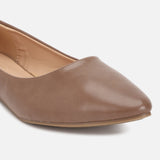Women's Brown Formal Solid Slip-On Ballet
