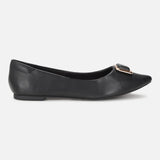 Women's Black Formal Solid Slip-On Ballet