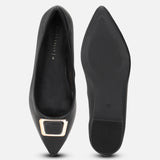 Women's Black Formal Solid Slip-On Ballet