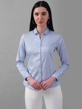Women's Blue Work Full Sleeves Shirt