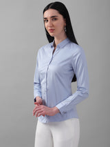 Women's Blue Work Full Sleeves Shirt