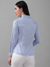 Women's Blue Work Full Sleeves Shirt