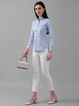 Women's Blue Work Full Sleeves Shirt