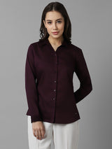 Women's Maroon Work Full Sleeves Shirt