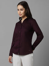 Women's Maroon Work Full Sleeves Shirt