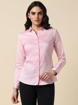 Women's Pink Work Full Sleeves Shirt