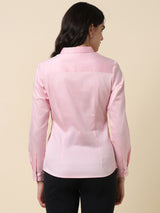 Women's Pink Work Full Sleeves Shirt