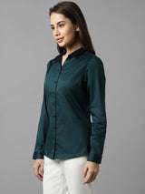 Women's Green Work Full Sleeves Shirt