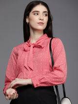 Women's Peach Work Full Sleeves Shirt