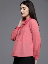 Women's Peach Work Full Sleeves Shirt