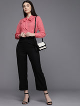 Women's Peach Work Full Sleeves Shirt