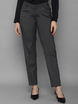 Women's Grey Casual Tapered Fit Solid Trouser