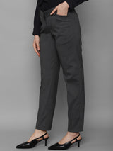 Women's Grey Casual Tapered Fit Solid Trouser
