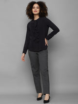 Women's Grey Casual Tapered Fit Solid Trouser