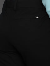 Women's Black Casual Tapered Fit Solid Trouser