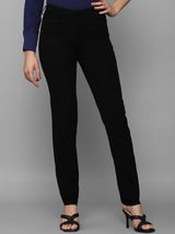 Women's Black Casual Tapered Fit Solid Trouser