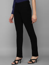 Women's Black Casual Tapered Fit Solid Trouser